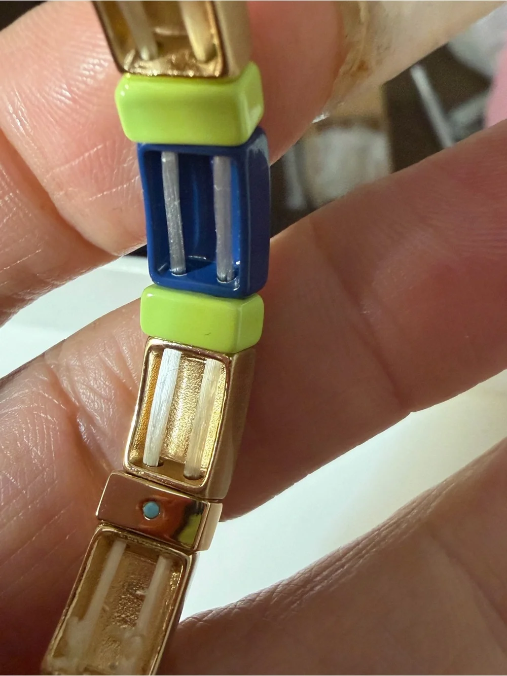 Roxanne Assoulin Authentic Blue, Lime & Gold  Stretch Bracelet NEW